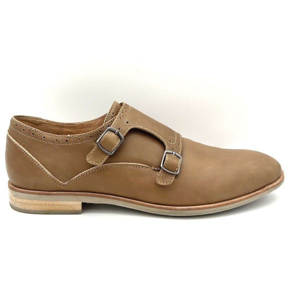 J.D. Fisk Double Monk Strap Tan Leather Brogue Dress Shoes Size 10